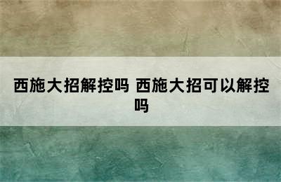 西施大招解控吗 西施大招可以解控吗